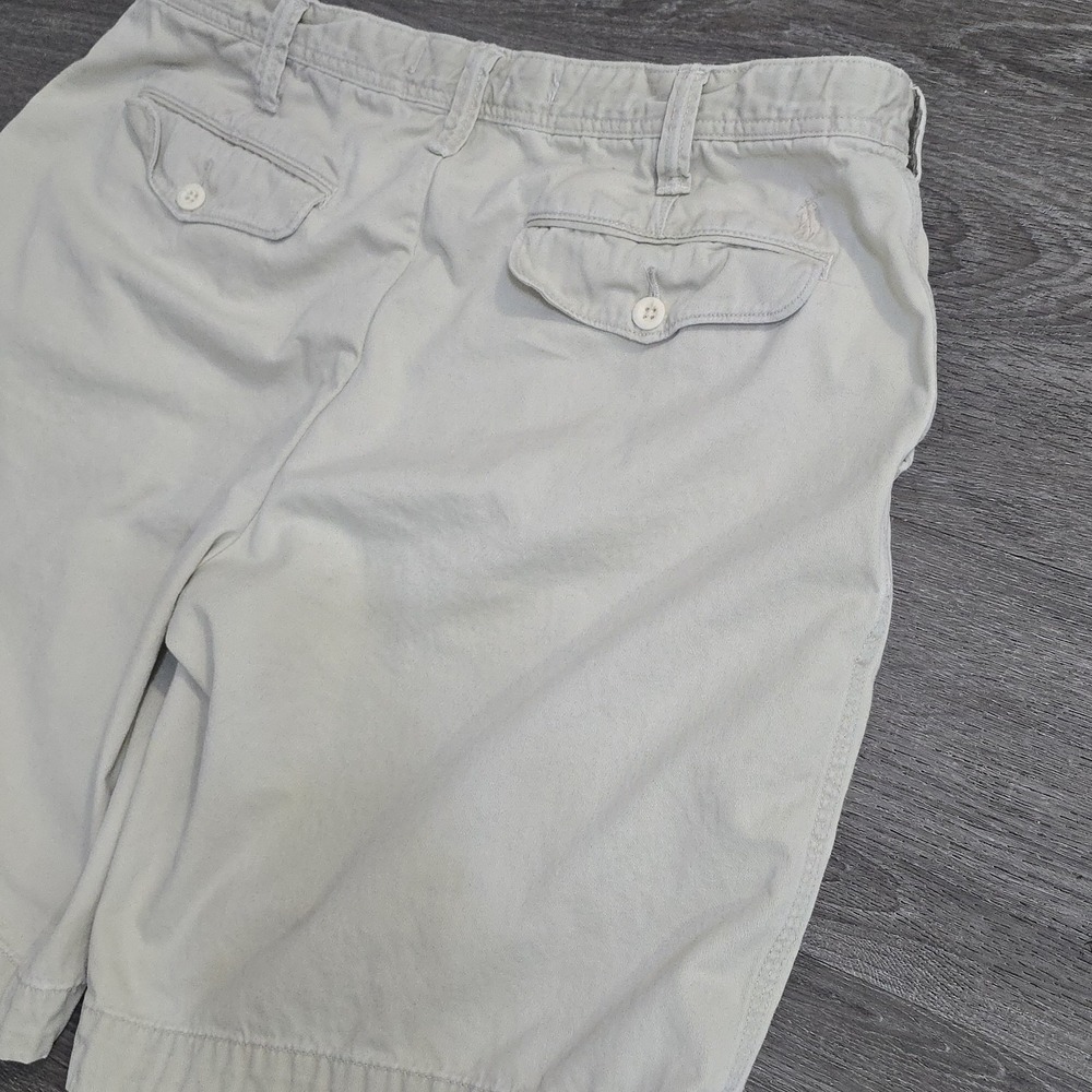 VTG Polo Ralph Lauren Bermuda Chino Shorts Drawstring Talon Zip Flap Pockets 35 - Picture 10 of 15